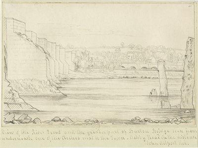 Burton-upon-Trent Bridge and Town: pennetegning, nd [c 1817] (tegning) av John Allport