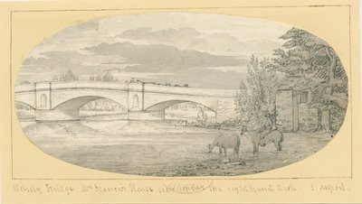 Wolseley Bridge: penn og vask tegning, nd [1799-1854] (tegning) av John Allport