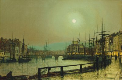 En månebelyst havn, 1883 av John Atkinson Grimshaw