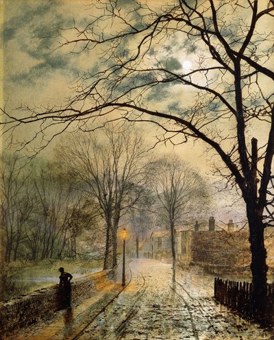 En månebelyst spasertur, Bonchurch, Isle of Wight, 1878 av John Atkinson Grimshaw
