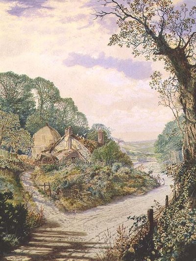 En sommermiddag, gammel gård, Wharfedale av John Atkinson Grimshaw