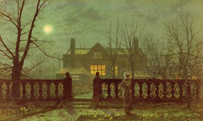 En dame i en hage ved måneskinn, 1882 av John Atkinson Grimshaw