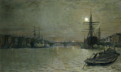 The Pool and London Bridge at Night, 1884 av John Atkinson Grimshaw