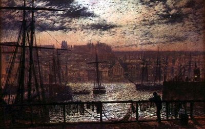 Whitby Harbour fra Station Quay av John Atkinson Grimshaw