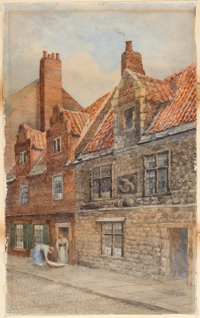 The Dolphin House, Low Friar Street, Newcastle upon Tyne (kroppsfarge, blyant og wc på papir) av John Atlantic Stephenson