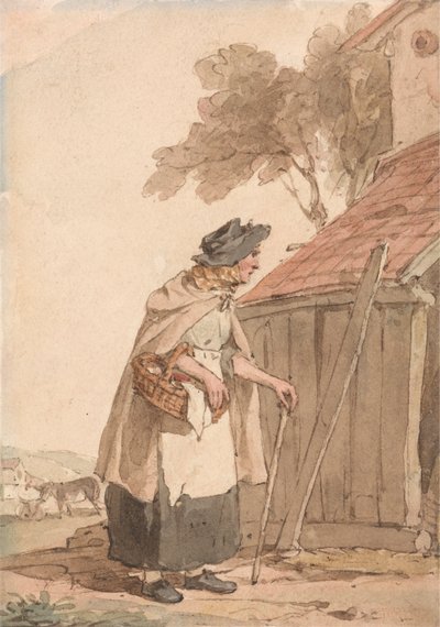 En gammel kvinne som bærer en kurv av John Augustus Atkinson