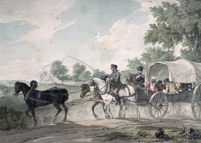 Belgisk vogn som frakter sårede fra feltet etter slaget ved Waterloo, 1815 av John Augustus Atkinson