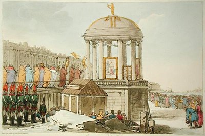 Consecration of the Waters, etset av kunstneren, utgitt 1804 (farge litho) av John Augustus Atkinson