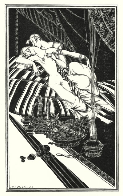 Illustrasjon for Don Juan av Lord Byron: Haidee og Juan var ikke gift, feilen var deres, ikke min (litho) av John Austen