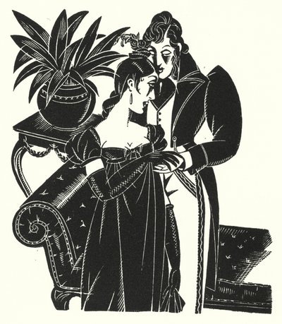 Illustrasjon for Madame Bovary av Gustave Flaubert (litho) av John Austen