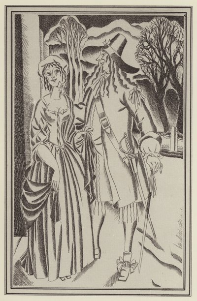 Illustrasjon for Moll Flanders av Daniel Defoe (litho) av John Austen