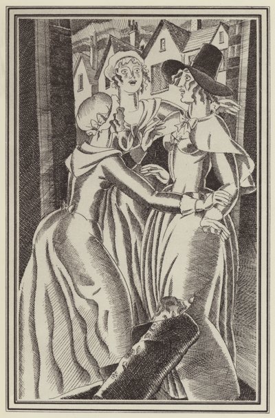 Illustrasjon for Moll Flanders av Daniel Defoe (litho) av John Austen