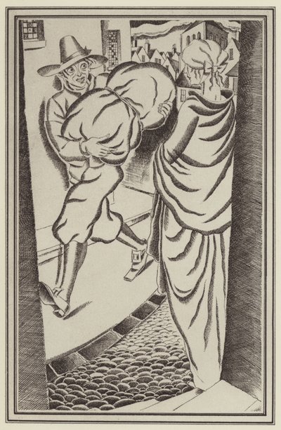 Illustrasjon for Moll Flanders av Daniel Defoe (litho) av John Austen