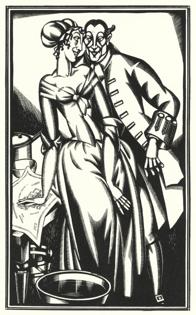Illustrasjon for Tristram Shandy av Laurence Sterne (litho) av John Austen