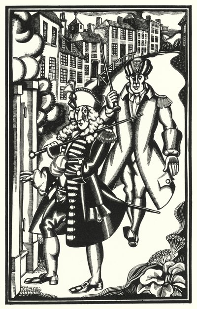 Illustrasjon for Tristram Shandy av Laurence Sterne (litho) av John Austen