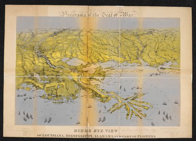 Fugleperspektiv av Louisiana, Mississippi, Alabama og en del av Florida av John Bachmann