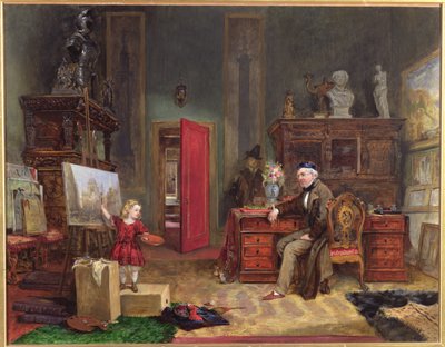 David Roberts (1796-1864) og hans barnebarn i hans studio, ca. 1866 av John Ballantyne