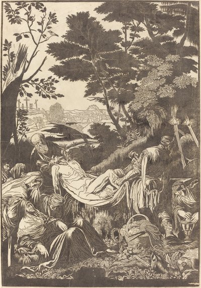Gravleggingen [recto] av John Baptist Jackson after Jacopo Bassano