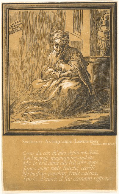 Kvinne som mediterer av John Baptist Jackson, after Parmigianino