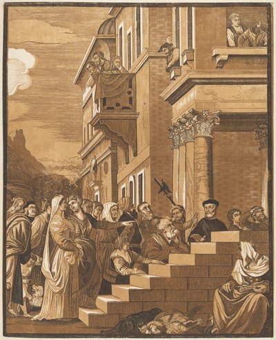 Presentasjon av jomfruen i tempelet (senterpanel) av John Baptist Jackson after Titian