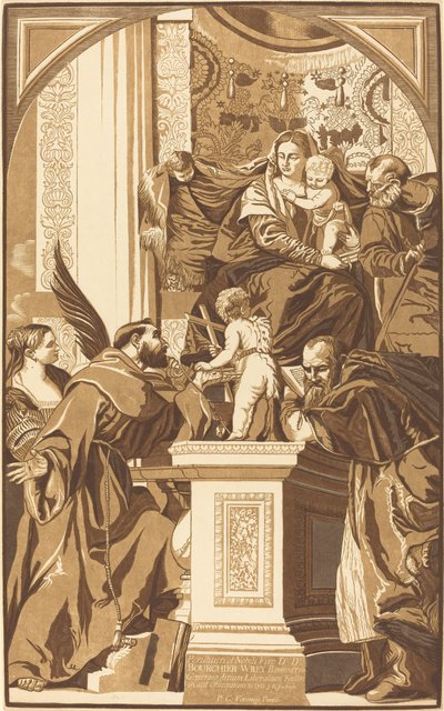Hellige familie og fire hellige av John Baptist Jackson after Veronese
