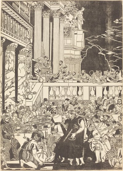 Ekteskapet i Cana [venstre plate] av John Baptist Jackson after Veronese