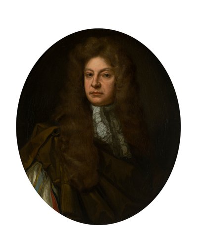 Halvlengde portrett av Adam Urquhart med Lace Jabot (olje på lerret) av John Baptist de (circle of) Medina