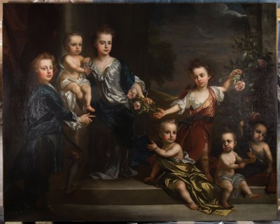 Portrett av syv av barna til Charles Seymour, 6. hertug av Somerset. av John Baptiste Closterman