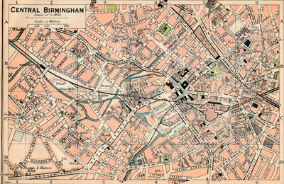 Central Birmingham, c20th Century av John Bartholomew