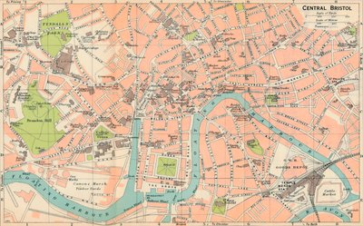 Central Bristol c20th Century av John Bartholomew