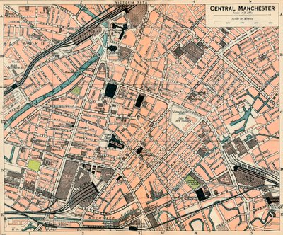 Manchester sentrum, 1900-tallet av John Bartholomew