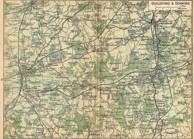 Guildford og Dorking, 1900-tallet av John Bartholomew