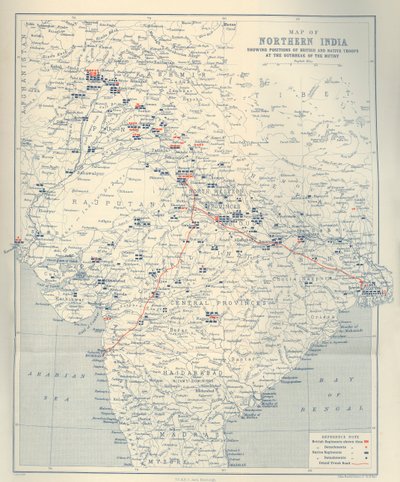 Kart over Nord-India, 1901. av John Bartholomew