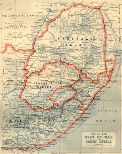 Kart over krigssetet i Sør-Afrika, 1901. av John Bartholomew