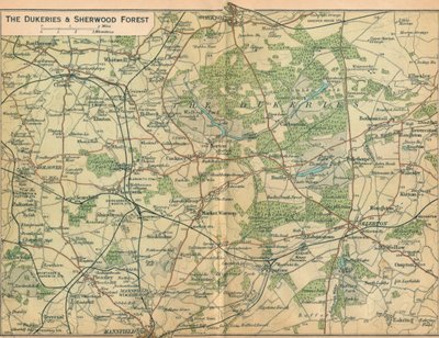 The Dukeries & Sherwood Forest, c20th Century av John Bartholomew