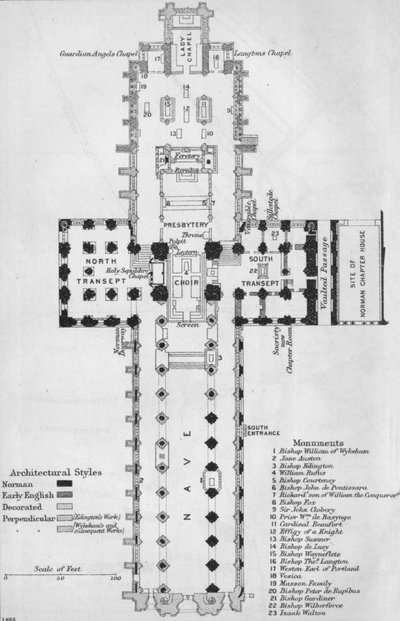 Winchester Cathedral, 1900-tallet av John Bartholomew