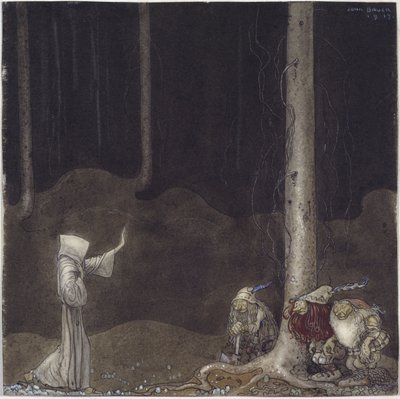 Frere Martin et les trois troll - Bror Martin og tre troll, av Bauer, John (1882-1918). Akvarell på papir av John Bauer