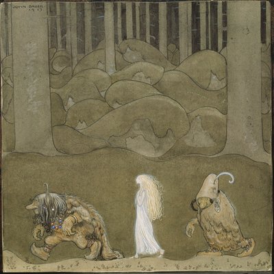 La Princesse et les trolls - Prinsessen og trollene - Bauer, John (1882-1918) - 1913 - Akvarell, Gouache på papir - 25x25 - Nationalmuseum Stockholm av John Bauer
