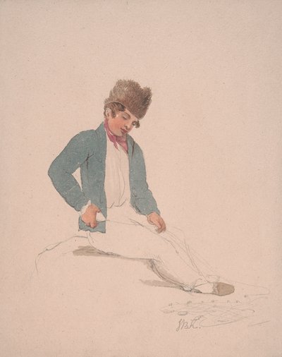Portrett av en ungdom i en pelshatt av John Baverstock Knight