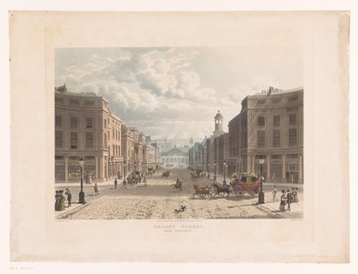 Utsikt over Regent Street, London fra Picadilly Circus Regent Street, fra Piccadilly (tittel på objekt) av John Bluck