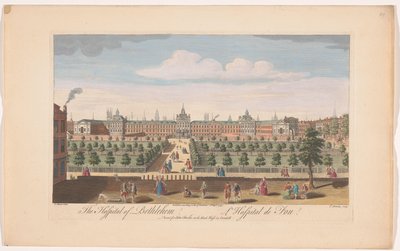 Utsikt over Betlem Royal Hospital i London Hospitalet i Betlehem (tittel på objekt) av John Bowles