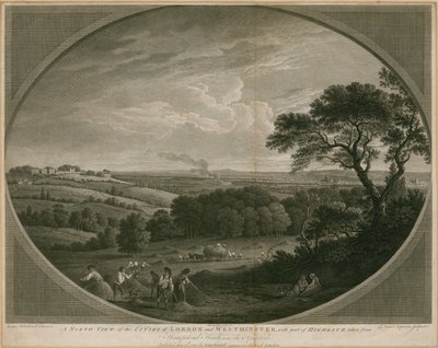 En nordlig utsikt over byene London og Westminster med en del av Highgate av John Boydell