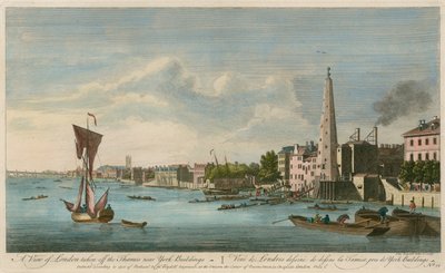 En utsikt over London tatt av Themsen nær York Buildings av John Boydell
