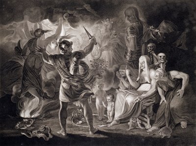 Macbeth, de tre heksene og Hecate, 1805 av John Boydell