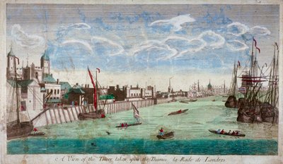 Utsikt over Tower of London med båter på Themsen, 1751 av John Boydell