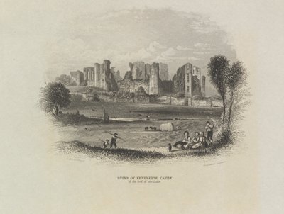 Ruinene av Kenilworth Castle og Bed of the Lake av John Brandard