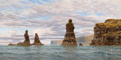 MacLeods jomfruer, Skye (naturskulptur) (olje på lerret) av John Brett