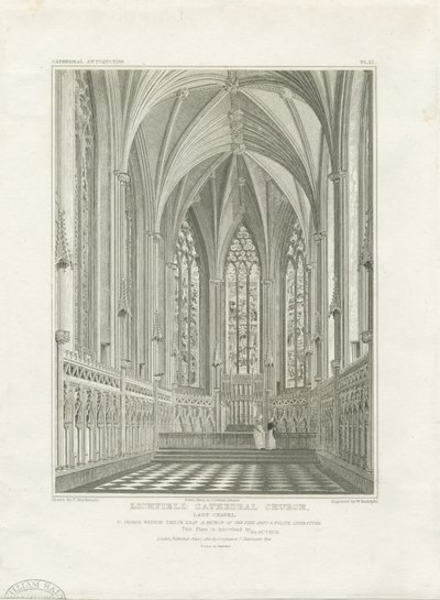 Interiør i Lichfield Cathedral - Lady Chapel: gravering, nd [c 1820] (trykk) av John Britton