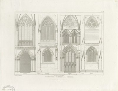 Interiør i Lichfield Cathedral - Nave and Choir: gravering, nd [c 1819] (trykk) av John Britton