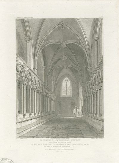 Interiør av Lichfield Cathedral - Vestibule of Chapter House: gravering, nd [c 1819] (trykk) av John Britton